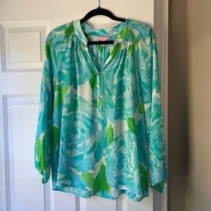 Lilly Pulitzer long sleeve Elsa silk top